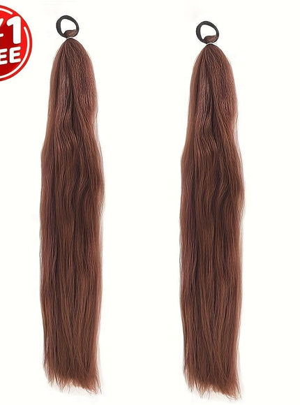 KissICON Coffee color / 26inch Kissicon Synthetic Straight Ponytail Elastic Tie