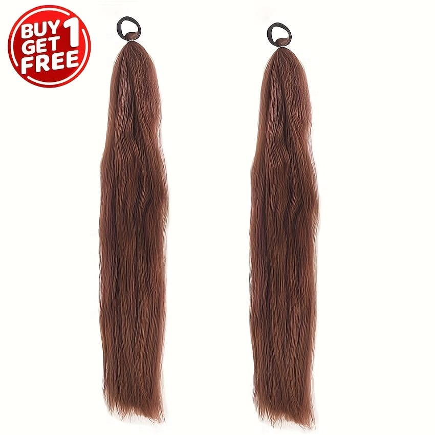KissICON Coffee color / 26inch Kissicon Synthetic Straight Ponytail Elastic Tie