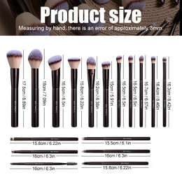 KissICON Coffee color Bsmall 2in1 Makeup Brush Kit 17