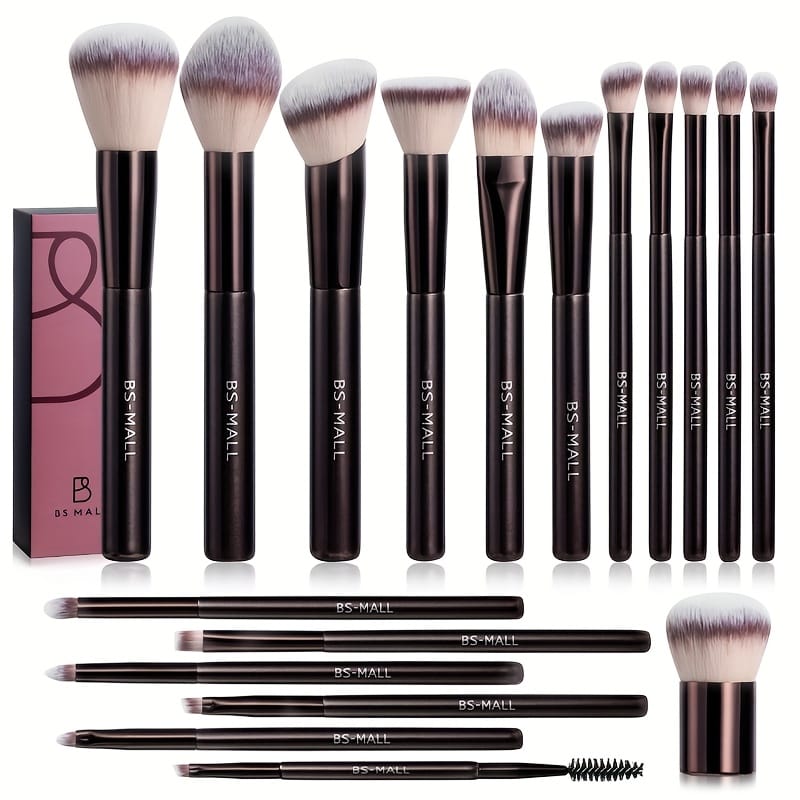 KissICON Coffee color Bsmall 2in1 Makeup Brush Kit 17