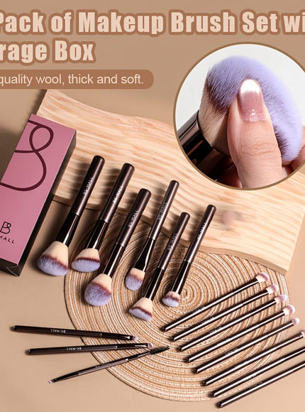 KissICON Coffee color Bsmall 2in1 Makeup Brush Kit 17