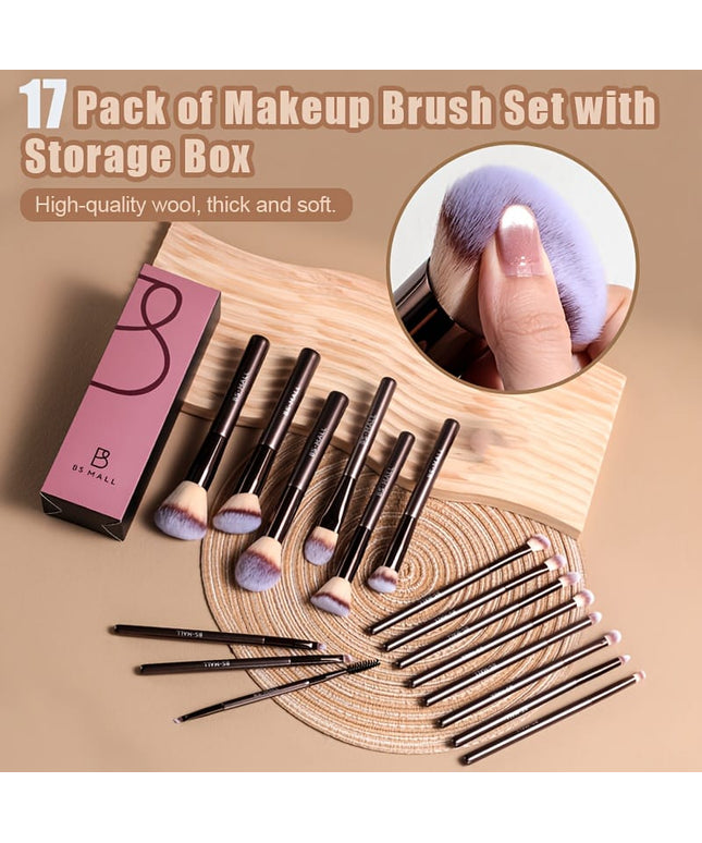 KissICON Coffee color Bsmall 2in1 Makeup Brush Kit 17