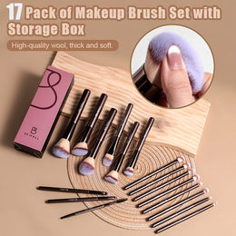 KissICON Coffee color Bsmall 2in1 Makeup Brush Kit 17