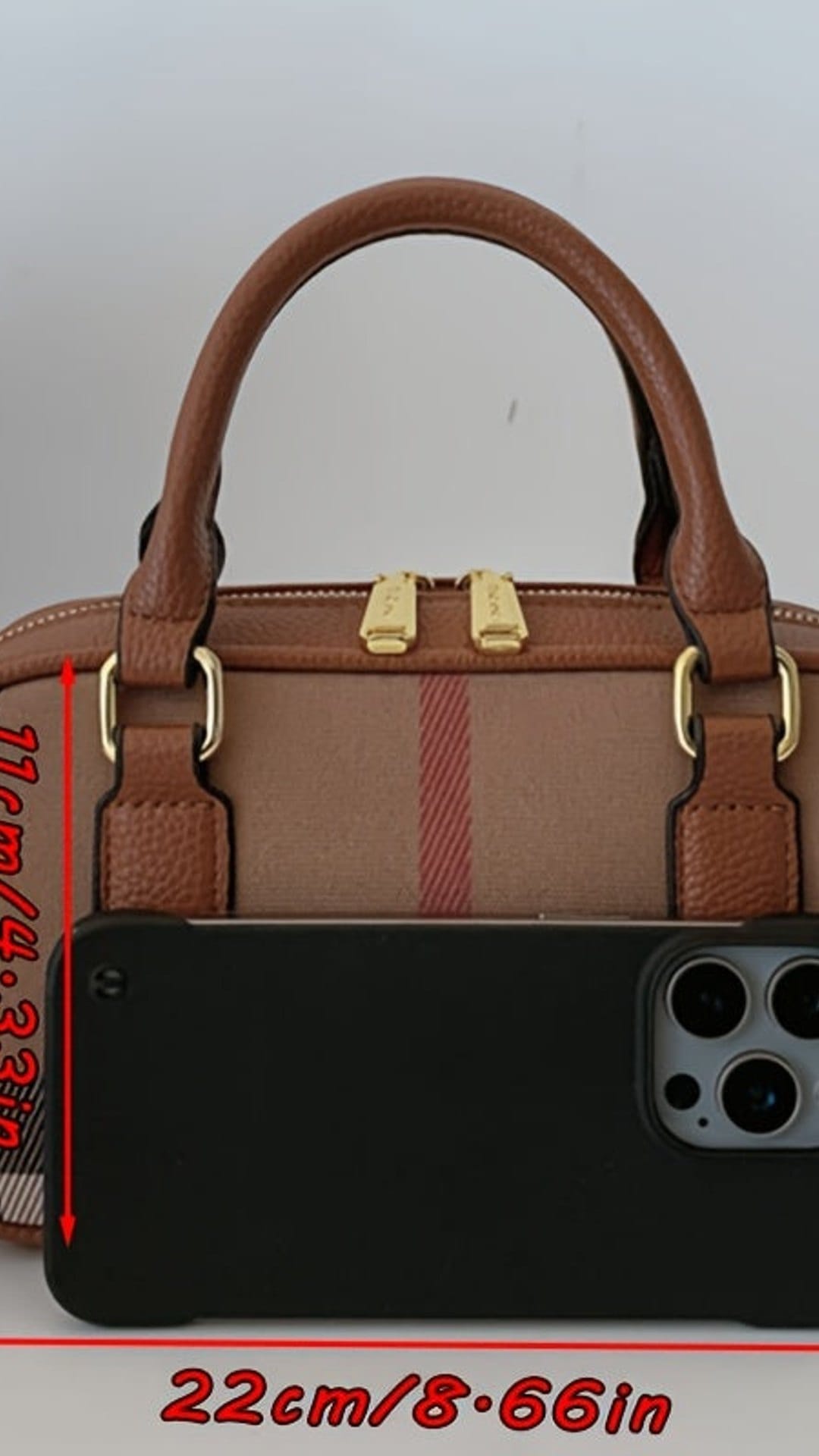 jkthpu-45 Coffee color New Mini Retro Striped Women'S Shoulder Bag, Rectangular Shape, Moderate Volume, Classic Plaid Pattern, with Detachable Strap, for Handbag and Crossbody Use, Perfect Lil
