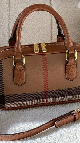 jkthpu-45 Coffee color New Mini Retro Striped Women'S Shoulder Bag, Rectangular Shape, Moderate Volume, Classic Plaid Pattern, with Detachable Strap, for Handbag and Crossbody Use, Perfect Lil