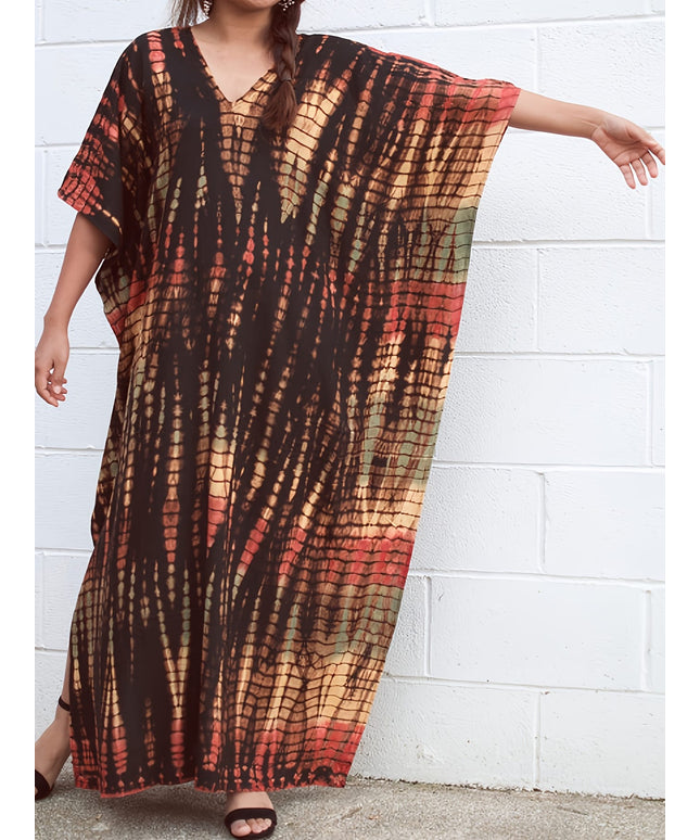 KissICON Coffee color / One-size Bohemian Curve Red Golden Brown Beach Coverup