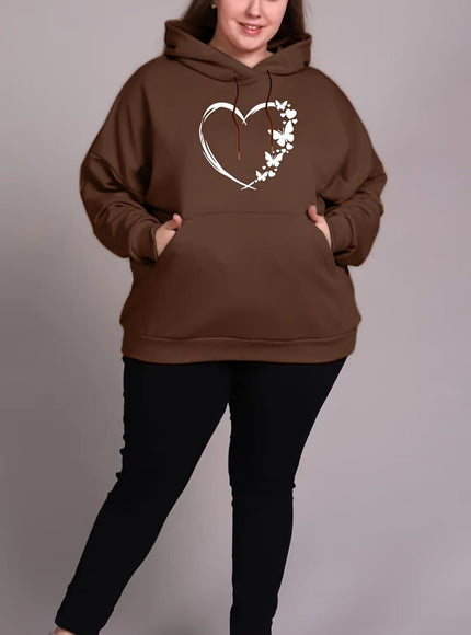 jkthpu-45 Coffee color / UK 18 Cozy Plus Size Women's Hoodie with Heart &