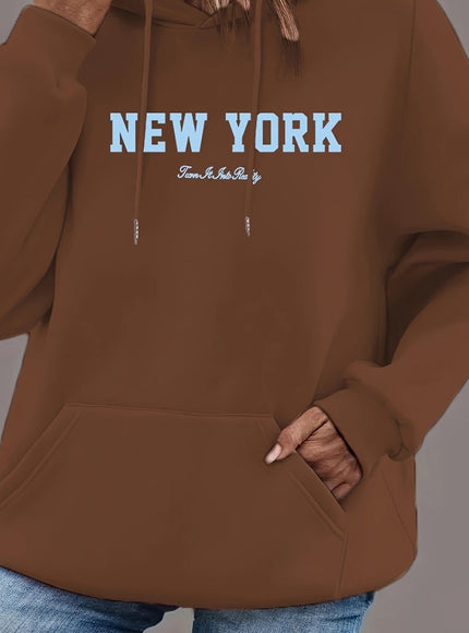 jkthpu-45 Coffee color / UK 18 Plus Size Hooded Sweatshirt, Loose-Fitting Women'S Hoodie, Printed