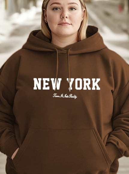 jkthpu-45 Coffee color / UK 18 Plus Size Women's Oversized Hoodie - New York