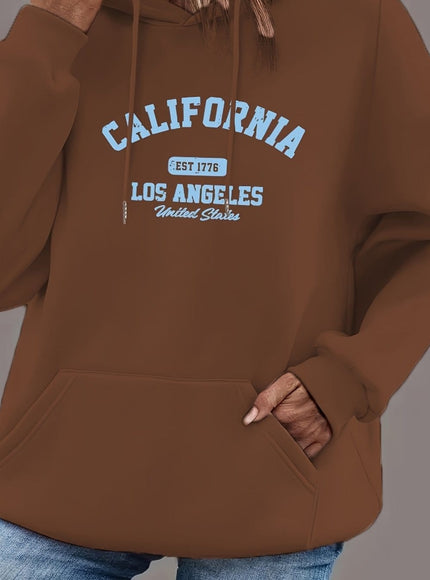 jkthpu-45 Coffee color / UK 18 Women's Plus Size Oversized Hoodie with California Los