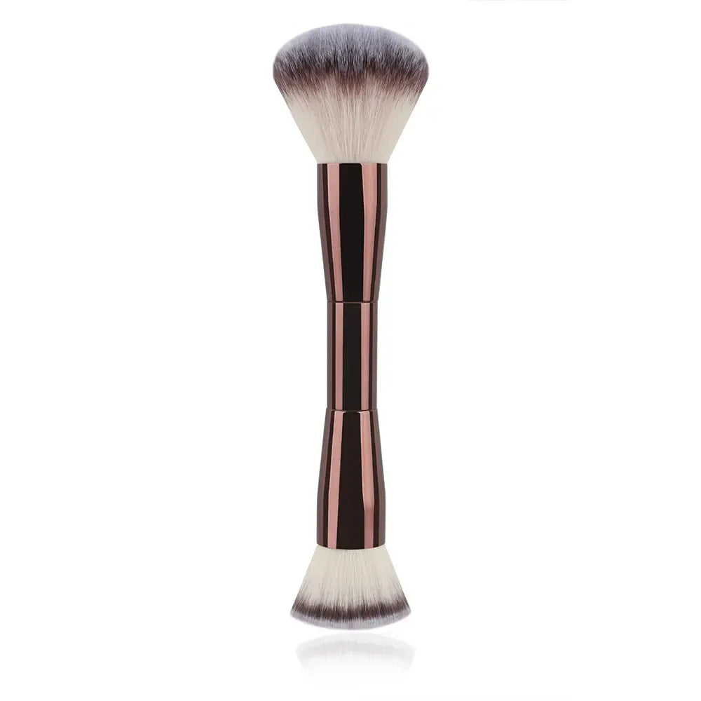 KissICON coffee color2 Double Headed Makeup Brush With Soft Bristles Portable