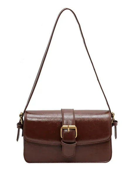 KissICON Coffee Waxed Leather Crossbody – Mini Square Purse