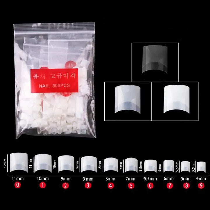💋 Coffin False Nails Acrylic Clear Tips -