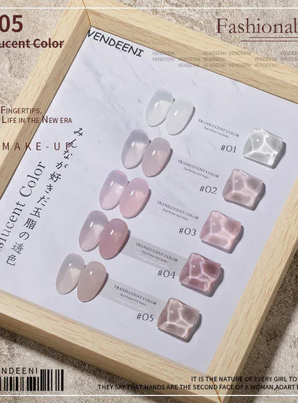 KissICON Color.01-05 Vendeeni 40 Colors Translucent Gel Nail Polish Nude