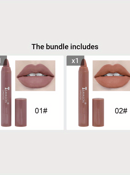 KissICON Color #01+Color #02 KissIcon Velvet Matte Lipstick - Long Lasting Lip