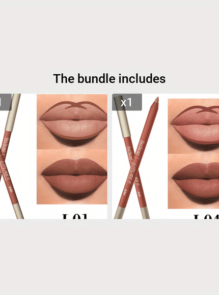 KissICON Color #01+Color #04 KissIcon Long-Lasting Waterproof Lip Liner - Rich Pigment