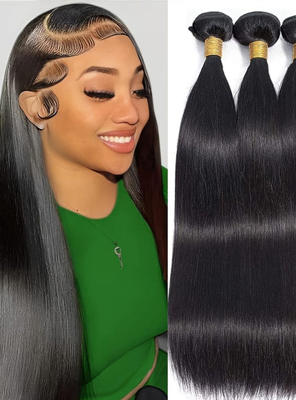 KissICON Color 1 Womens Yaki Straight Hair Extensions - Heat Resistant