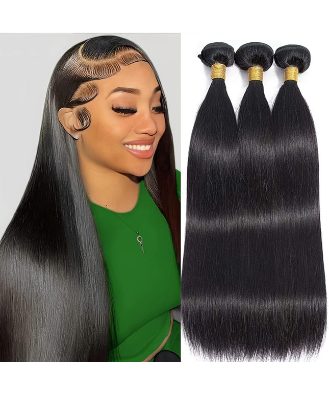KissICON Color 1 Womens Yaki Straight Hair Extensions - Heat Resistant