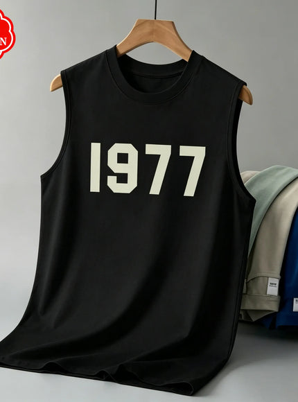 KissICON Color 1 / XL 1977 Cotton Mens Loose Sleeveless Summer Round Neck Vest