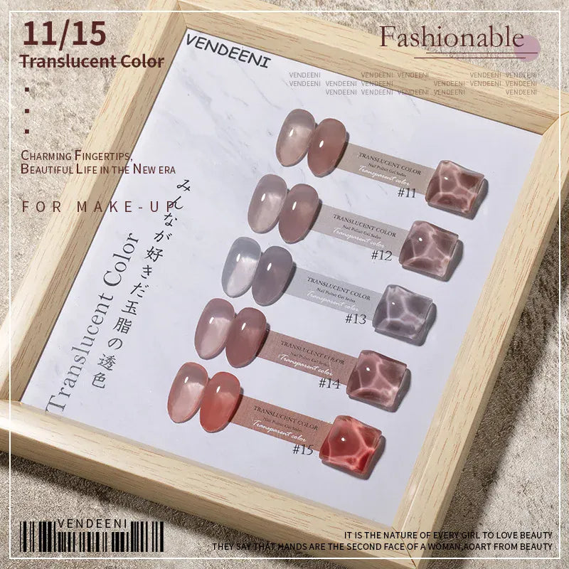 KissICON Color.11-15 Vendeeni 40 Colors Translucent Gel Nail Polish Nude