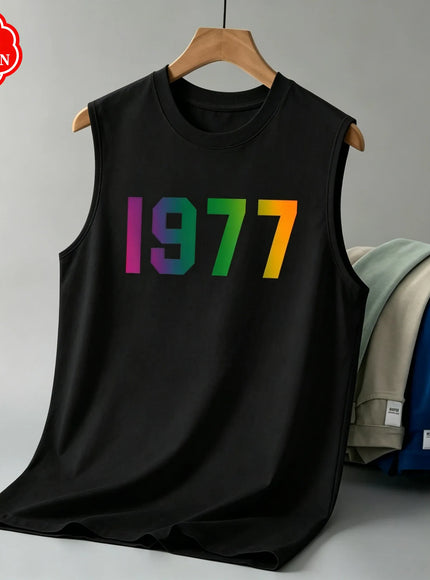 KissICON Color 2 / M 1977 Cotton Mens Loose Sleeveless Summer Round Neck Vest