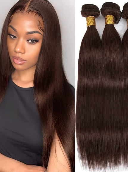 KissICON Color 3 Womens Yaki Straight Hair Extensions - Heat Resistant