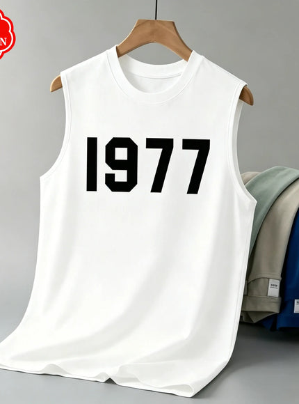 KissICON Color 3 / XXL 1977 Cotton Mens Loose Sleeveless Summer Round Neck Vest