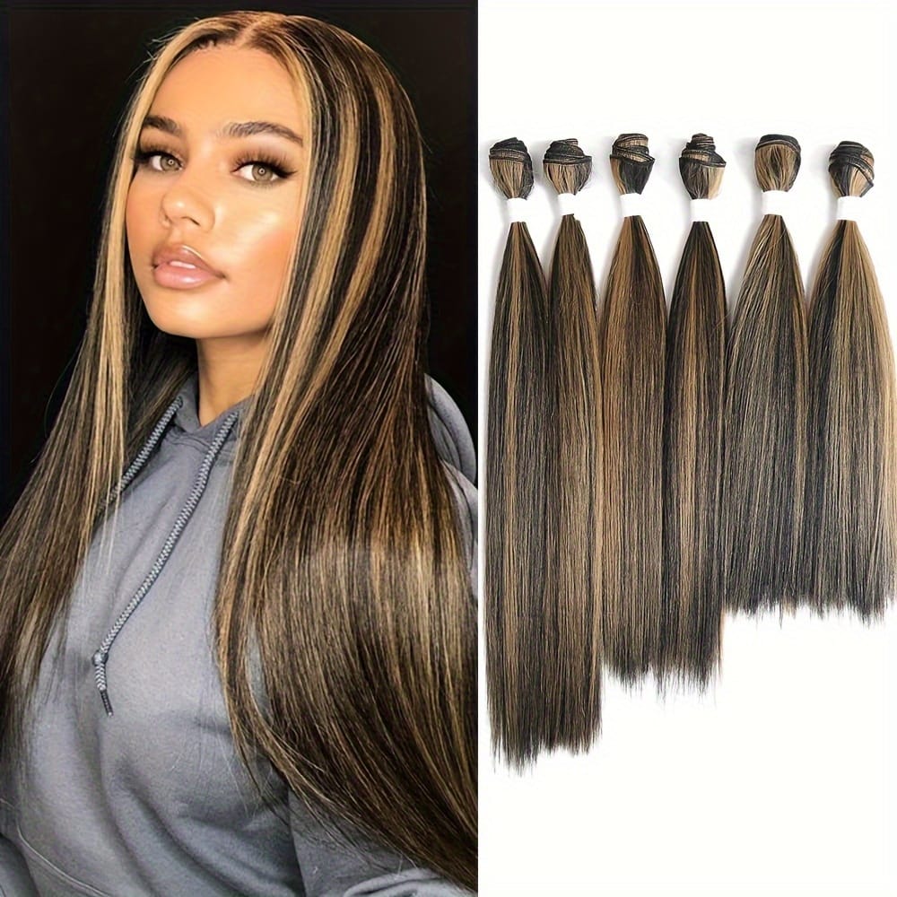 KissICON Color 4 Womens Yaki Straight Hair Extensions - Heat Resistant