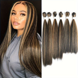 KissICON Color 4 Womens Yaki Straight Hair Extensions - Heat Resistant