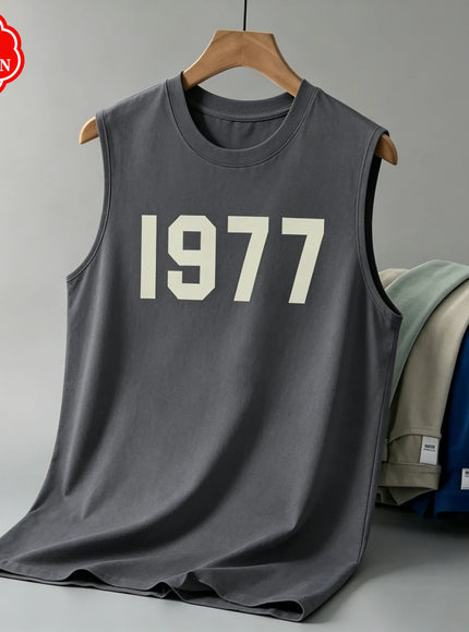 KissICON Color 7 / M 1977 Cotton Mens Loose Sleeveless Summer Round Neck Vest
