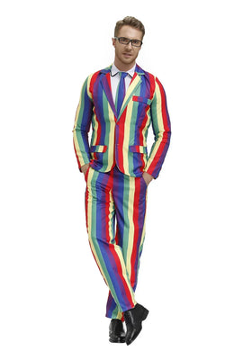 KissICON Color Bars / L Halloween Men 60s 70s Retro Hippie Peace and Love Cosplay Costume Flower Power Disco Carnival Party Suit Coat T Shirt Pant Tie