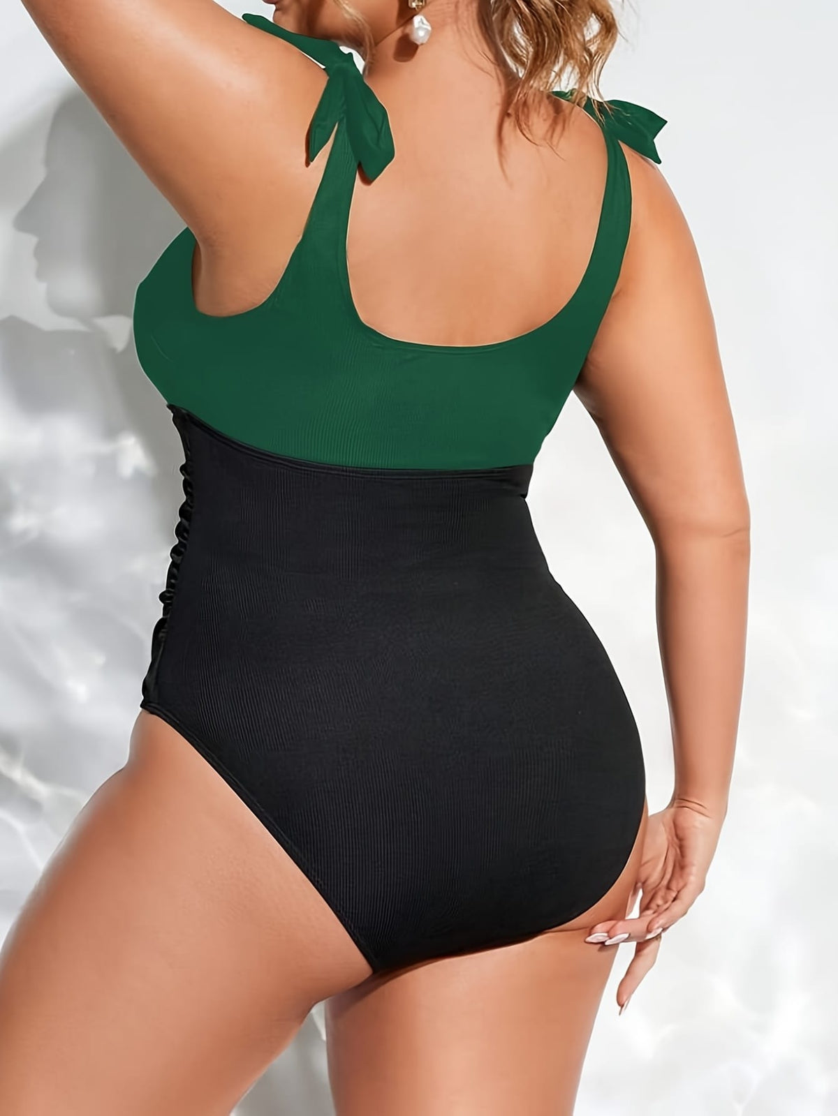 KissICON Colorblock Waist Tieshoulder Wrap Onepiece Swimsuit