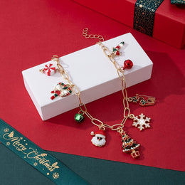 KissICON Colorful Cute Christmas Charm Bracelet – Festive Tree Snowflake