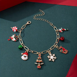 KissICON Colorful Cute Christmas Charm Bracelet – Festive Tree Snowflake