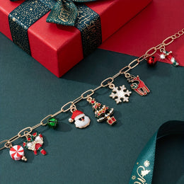 KissICON Colorful Cute Christmas Charm Bracelet – Festive Tree Snowflake