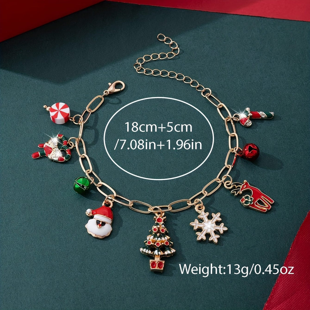 KissICON Colorful Cute Christmas Charm Bracelet – Festive Tree Snowflake