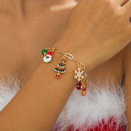 KissICON Colorful Cute Christmas Charm Bracelet – Festive Tree Snowflake