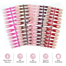 KissICON Colorful Fake Nails Set - Adhesive Glue Press