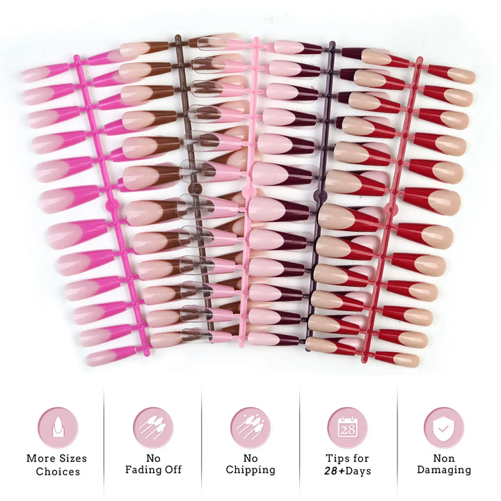 Colorful Fake Nails Set - Adhesive Glue Press