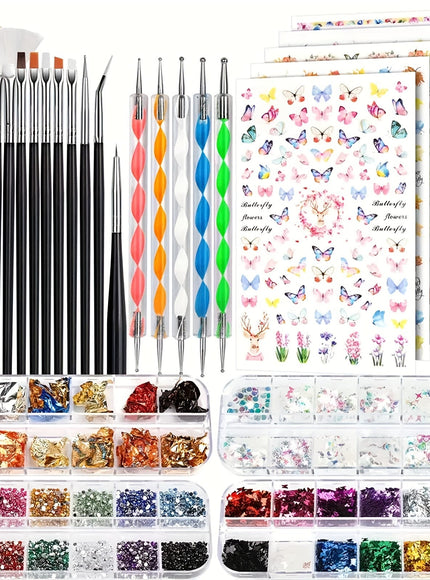 KissICON Colorful KissIcon Nail Art Kit With Brushes And Tools