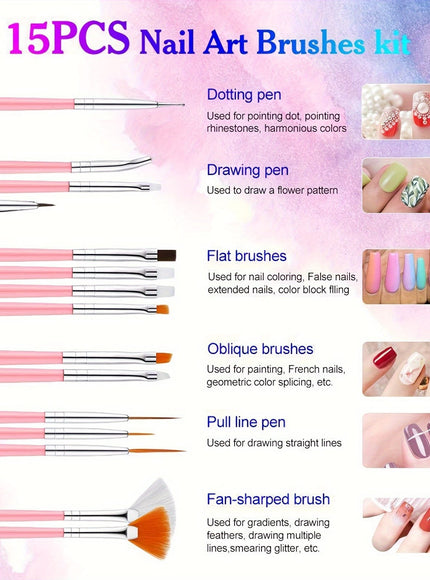 KissICON Colorful KissIcon Nail Art Kit With Brushes And Tools