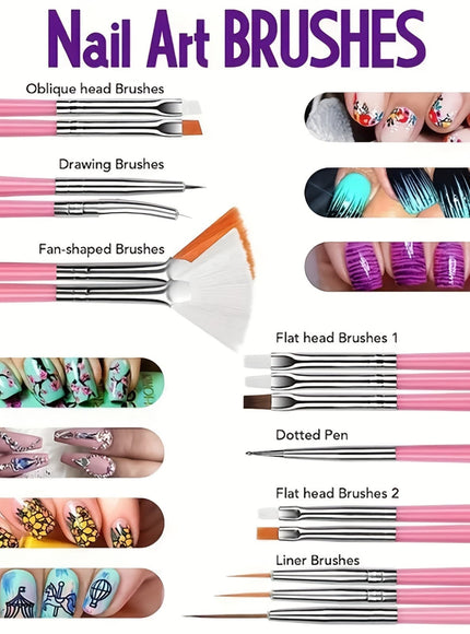 KissICON Colorful KissIcon Nail Art Kit With Brushes And Tools