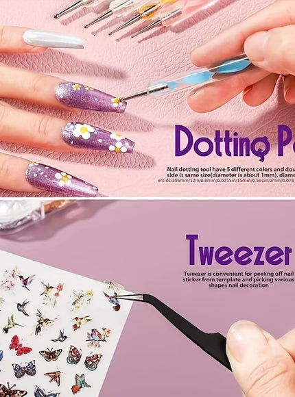 KissICON Colorful KissIcon Nail Art Kit With Brushes And Tools