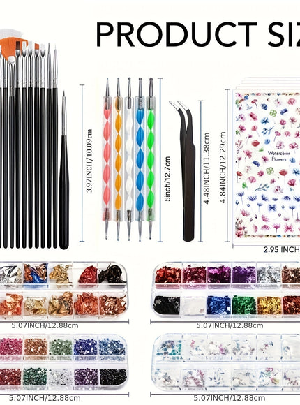 KissICON Colorful KissIcon Nail Art Kit With Brushes And Tools