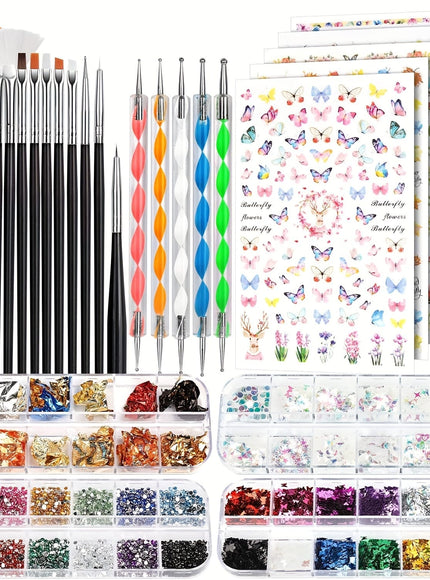 KissICON Colorful KissIcon Nail Art Kit With Brushes And Tools