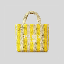 KissICON Colorful Striped Hand-woven Letter Embroidery Handbag