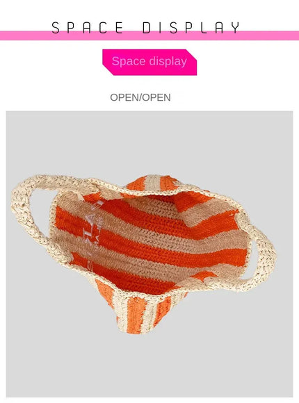 KissICON Colorful Striped Hand-woven Letter Embroidery Handbag