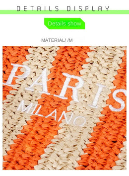 KissICON Colorful Striped Hand-woven Letter Embroidery Handbag