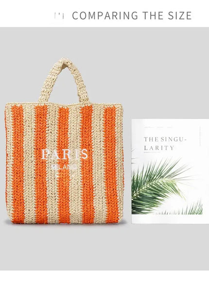 KissICON Colorful Striped Hand-woven Letter Embroidery Handbag
