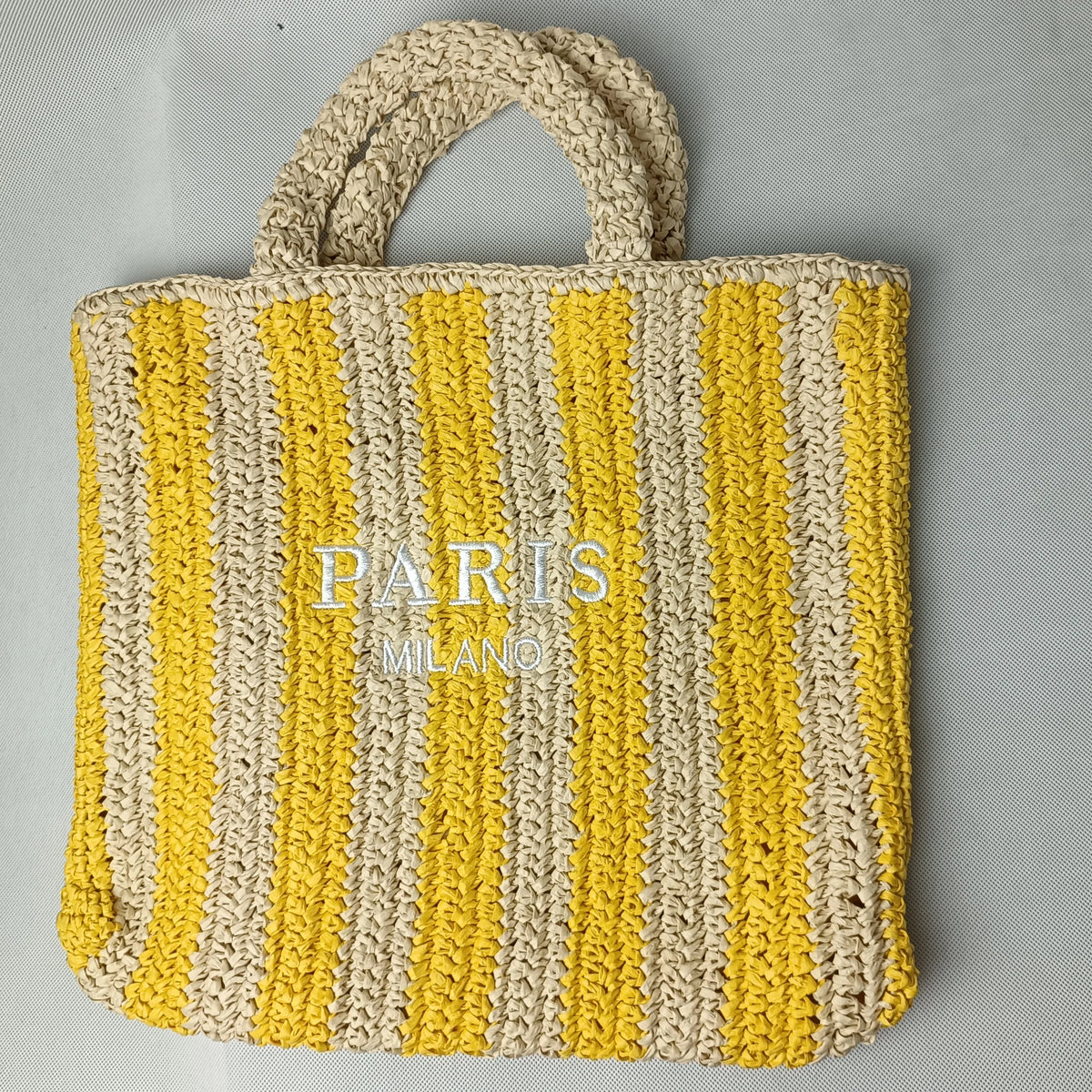 KissICON Colorful Striped Hand-woven Letter Embroidery Handbag